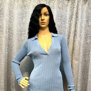 Zara Deep V-Neck Knit Top